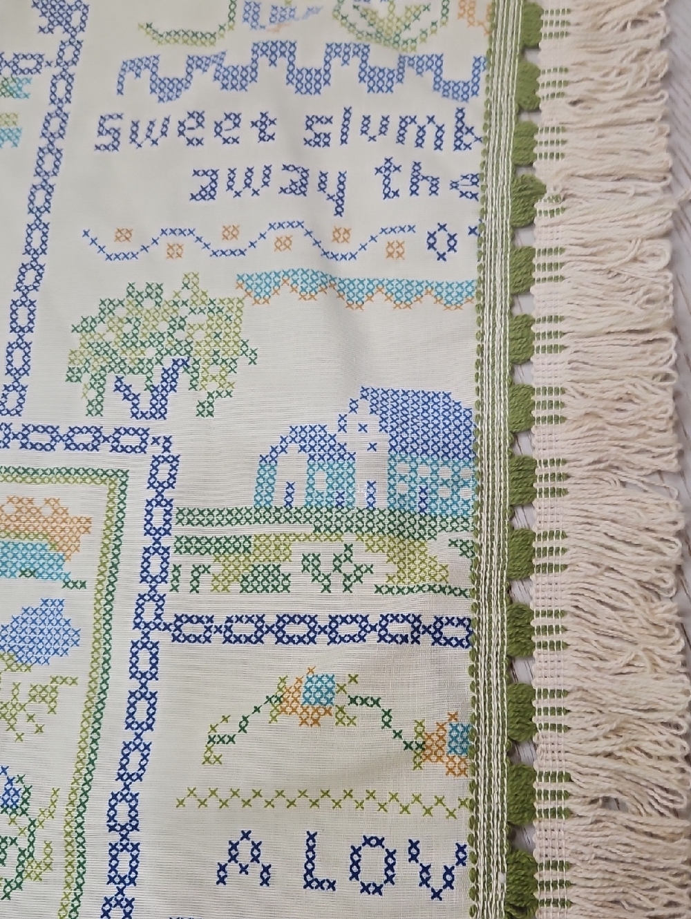 Sears Faux Cross Stitch Coverlet Or Bedspread